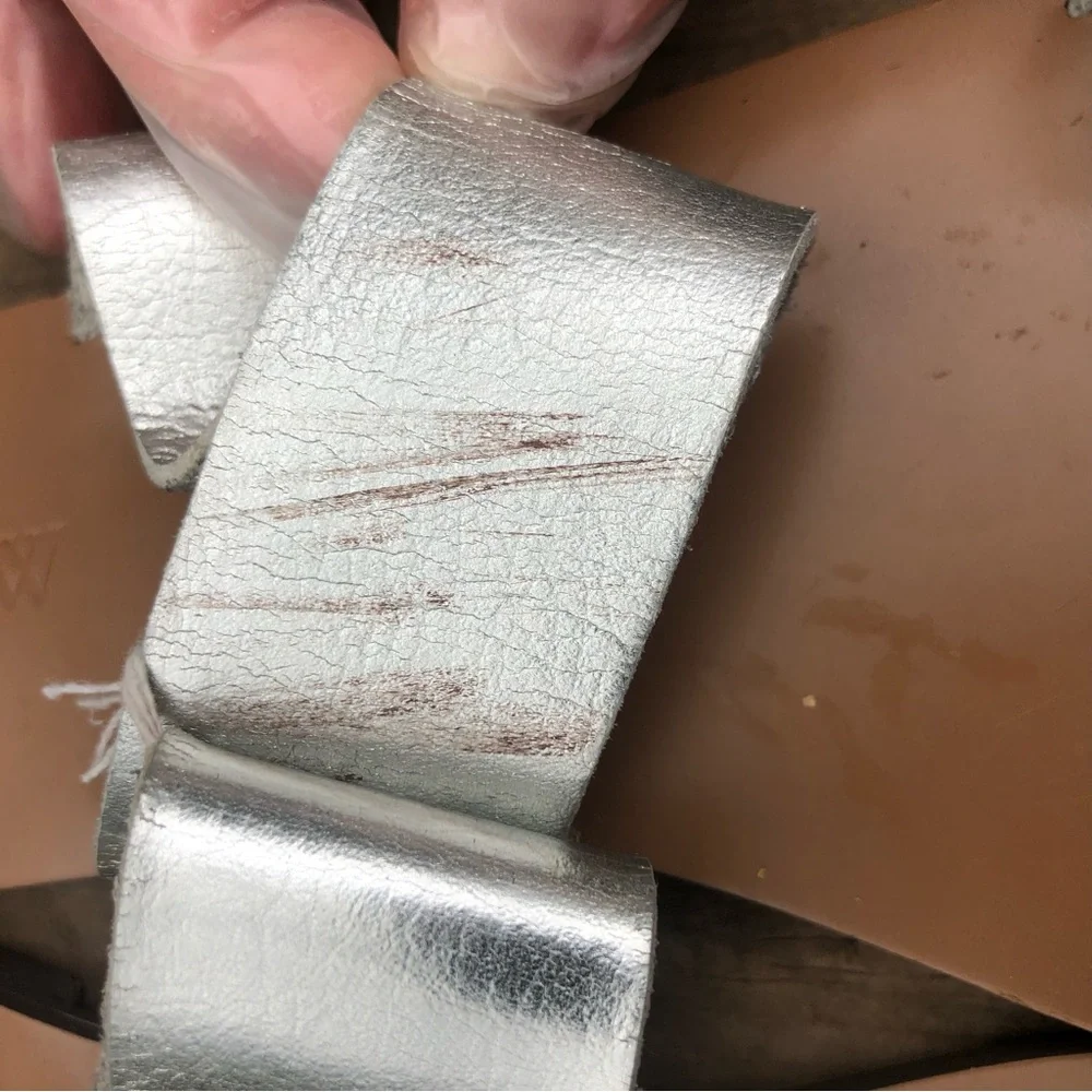 J.Crew Silver Slide Sandals. Size 8. - Picture 5 of 7